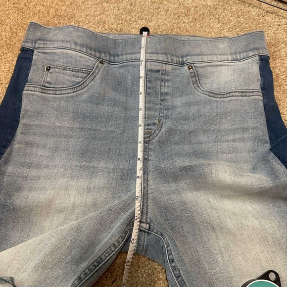 Spanx Distressed Skinny Jean With Side Stripe Light Wash Blue Size L - Picture 11 of 14